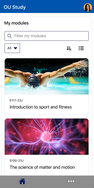 My Modules page in Study app