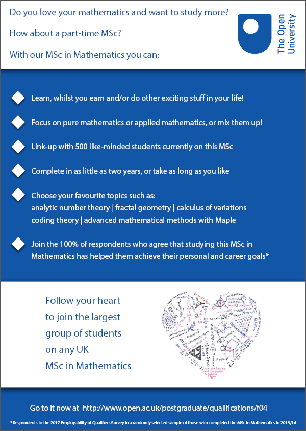 Copy of a poster advertising the OU's MSc in Mathematics